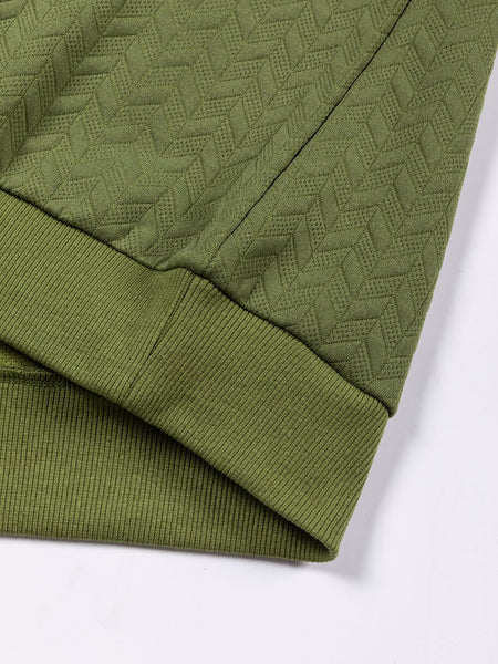 Forest Green Textured Raglan Sleeve Casual Sweatshirt