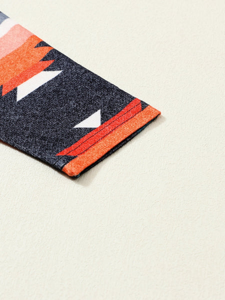 Orange Tribal Aztec Print Western Cardigan