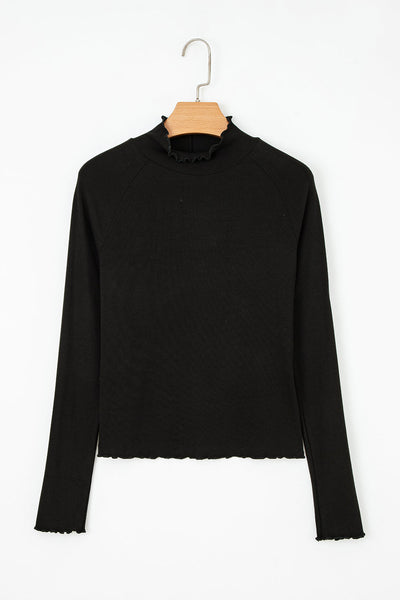 Women's Soft Cotton Ribbed Knit Long Sleeve Tee - Casual Stylish Top for Everyday Comfort and Versatile Looks