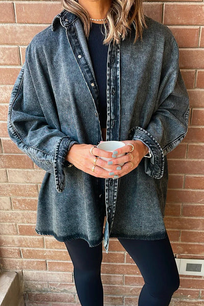 Women's Real Teal Contrast Panel Boyfriend Denim Jacket with Patchwork Design - Trendy and Comfortable Fit