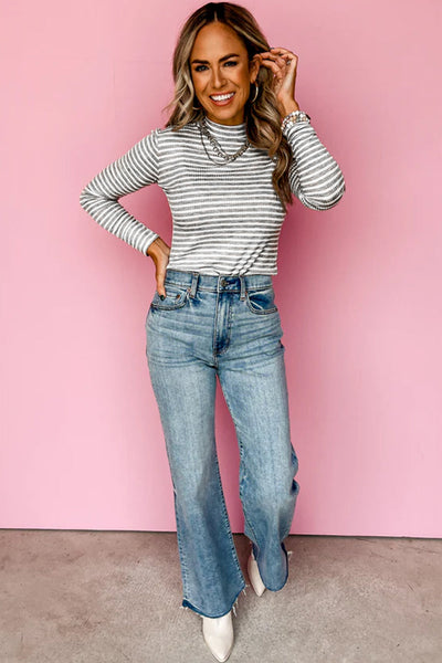 Casual Women's Striped Long Sleeve Top in Soft Cotton - Comfortable Fit for Effortless Everyday Style