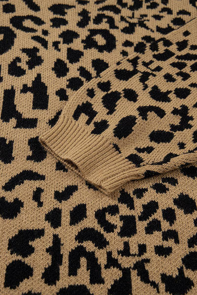 Women's Ribbed Leopard Print Sweater with Drop Shoulders made for easy styling and wardrobe coordination, with premium-like structure and finish.