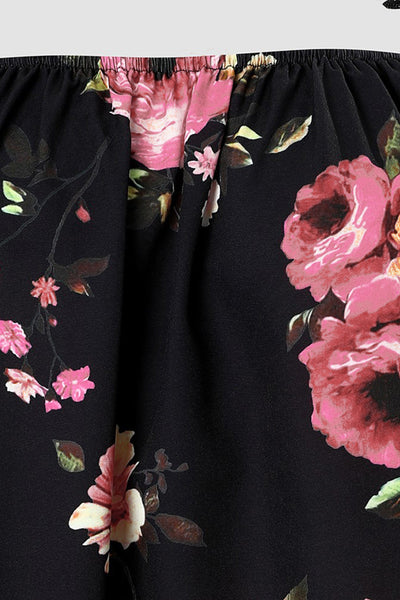 Casual Feather Print Off Shoulder Strap Blouse