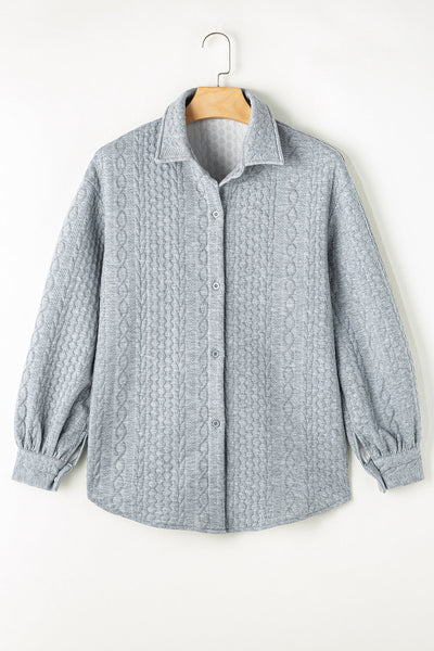 Cozy Beige Women's Cable Knit Shacket - Trendy Layering Essential for Fall and Winter Fashion