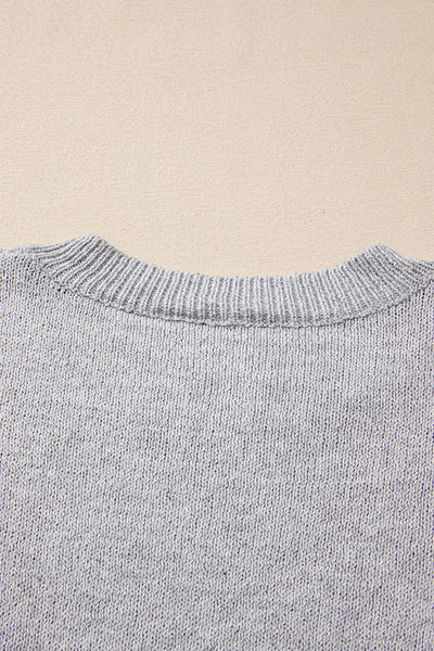Cozy Women's Gray Star Pattern Oversized Sweater - Casual Knit Pullover for Effortless Everyday Style