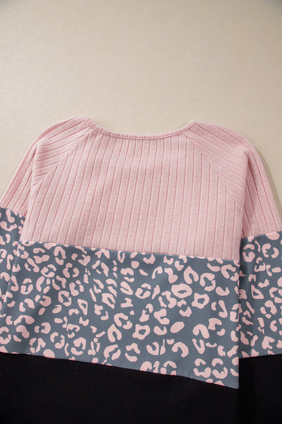 Trendy Women's Pink Cheetah Print Button-Up T-Shirt - Casual Round Neck Top for Everyday Comfort and Style
