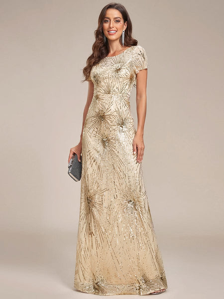 Fireworks Embroidered Sequins Backless Bodycon Evening Dress