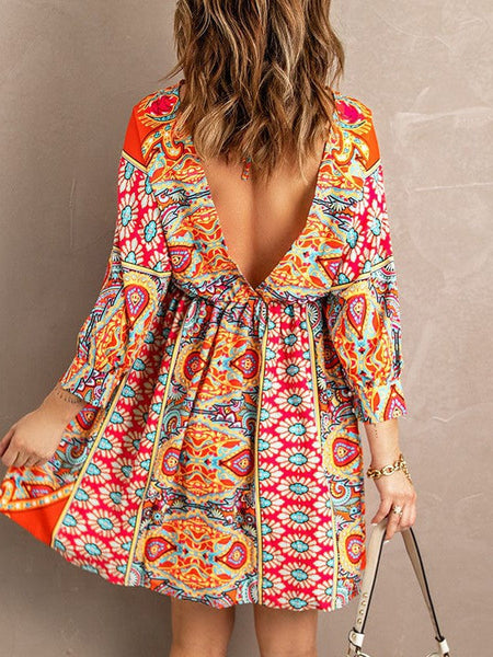 Cute Tassel Off Shoulder Deep V-neck Dress