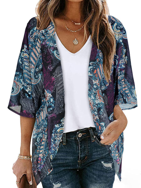 Floral Pattern Loose Chiffon Casual Blouse
