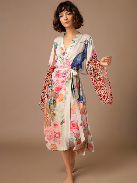 Lightweight Peacock Print Summer Robe