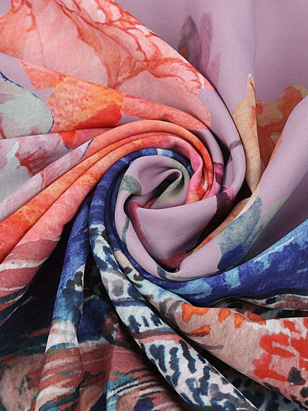 Watercolor Floral and Peacock Print Wrap Robe
