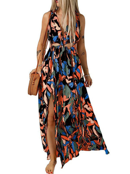 Stylish Multicolor Ruffled Sling Dress