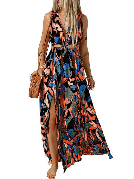Stylish Multicolor Ruffled Sling Dress