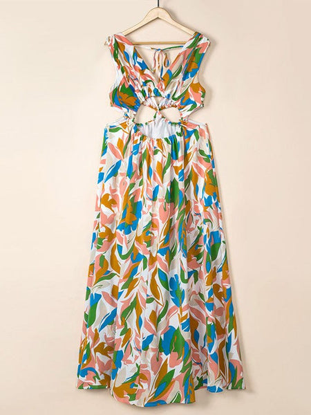 Stylish Multicolor Ruffled Sling Dress