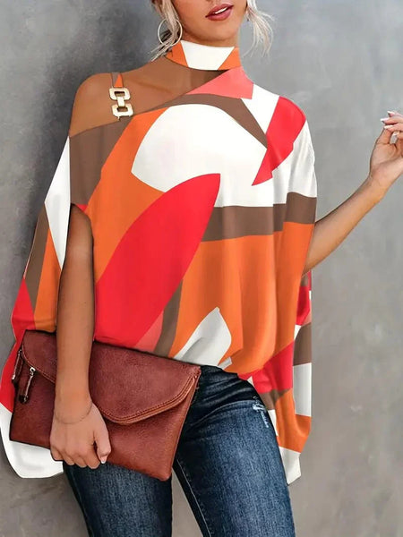 Women's Floral Print Halter Batwing Sleeve Women's Blouse for Summer