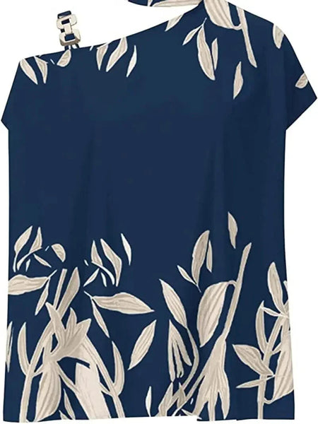 Women's Floral Print Halter Batwing Sleeve Women's Blouse for Summer