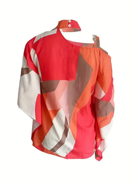 Women's Floral Print Halter Batwing Sleeve Women's Blouse for Summer