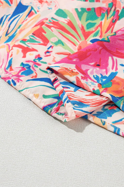 Floral Print Ruffle Sleeve V Neck Summer Top
