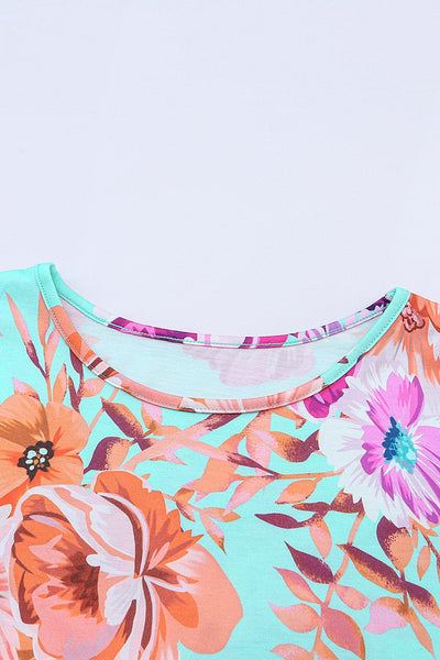 Casual Floral Print Button Pocket Short Sleeve Dress