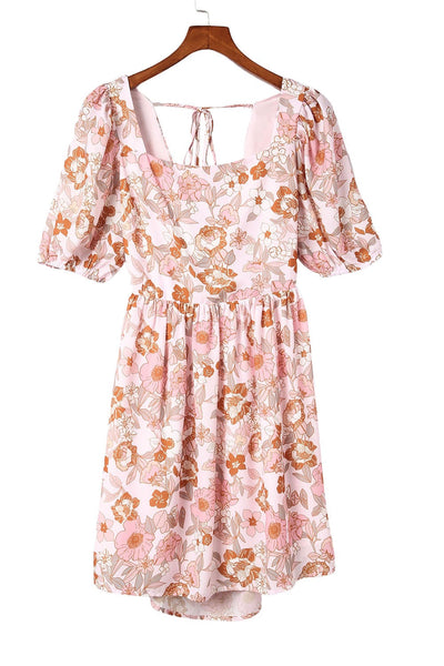 Plus Size Women's Floral Print Bell Sleeve Ruched Henley T-shirt