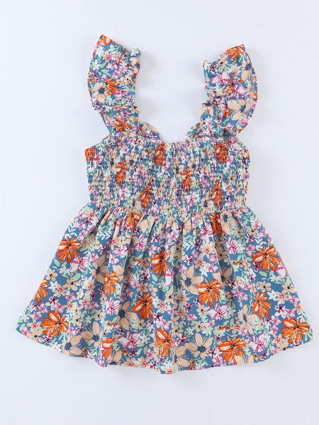 Chic Floral Sleeveless V Neck Cocktail Dress with Unique Hem