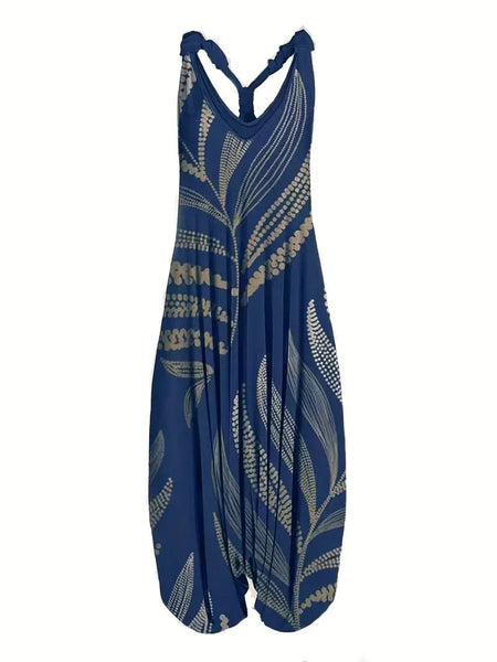 Floral V Neck Harem Jumpsuit for Women: Stylish and Comfortable Sleeveless One-Piece