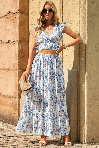 Floral Print V-Neck Sleeveless Dress