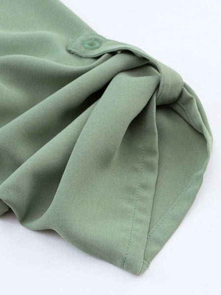 Casual V-Neck Loose Fit Blouse with Mid-Length Sleeves