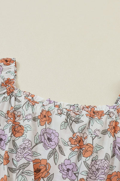 Flowy V-neck Printed Belted Holiday Dress