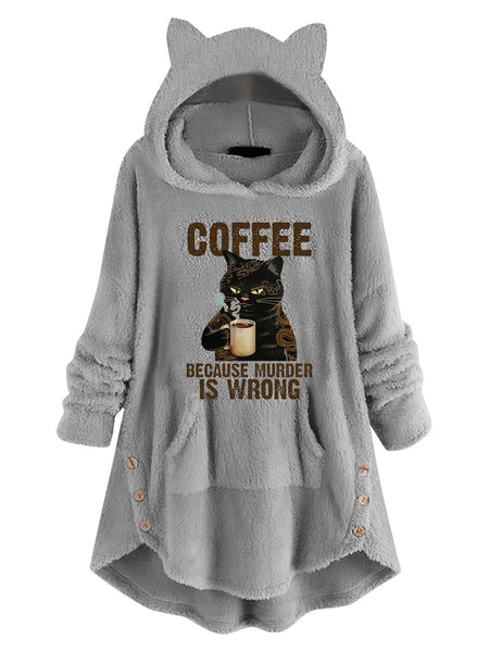 Fluffy Cat Ears Graphic Hoodie for a Cozy Style