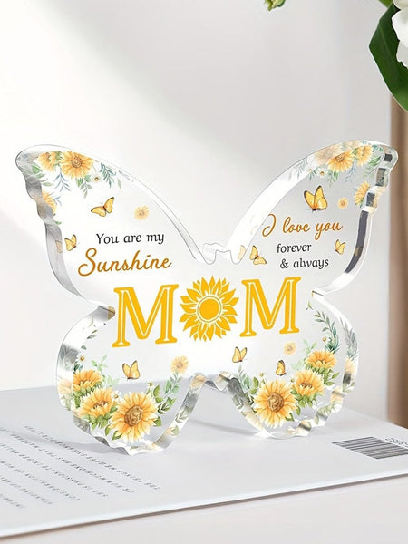Ginger Butterfly Sunflower Acrylic Mom Plaque Gift