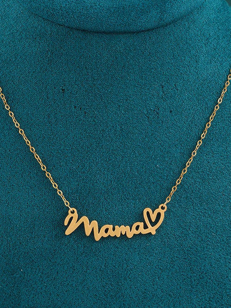 Golden Heart Mama Pendant Necklace with Chain