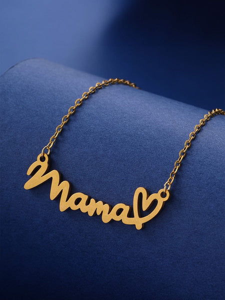 Golden Heart Mama Pendant Necklace with Chain