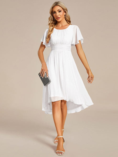 Lotus Blossom Chiffon A-Line Knee-Length Dress for Wedding Guests