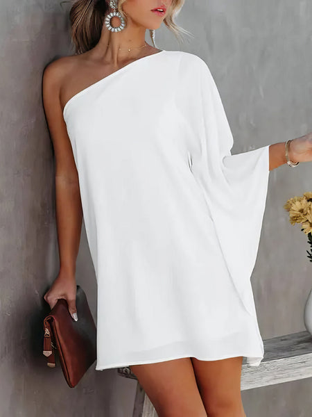 Gradient One-Shoulder Casual Dress
