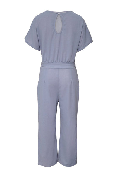 Glamorous Gray Belted Wide Leg Jumpsuit
