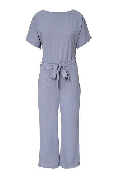 Glamorous Gray Belted Wide Leg Jumpsuit