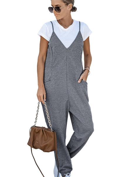 Elevate Your Street Style with Women's Sleeveless V-Neck Jumpsuit