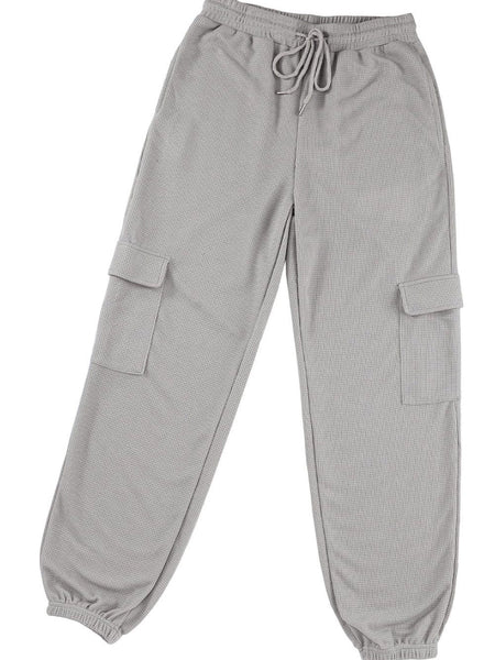 Chic Solid Tie-Front Slant Pocket Casual Loose Pants