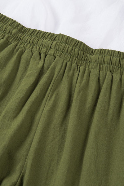 Linen Blend Palazzo Pants with Drawstring
