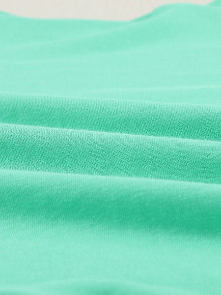 Green Crew Neck French Terry Pullover Sweatshirt for Women