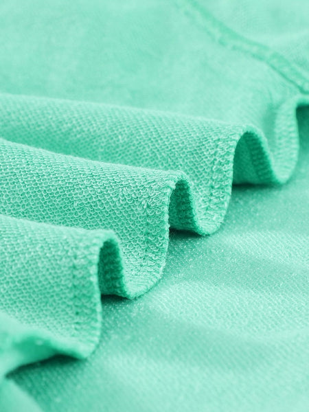 Green Crew Neck French Terry Pullover Sweatshirt for Women