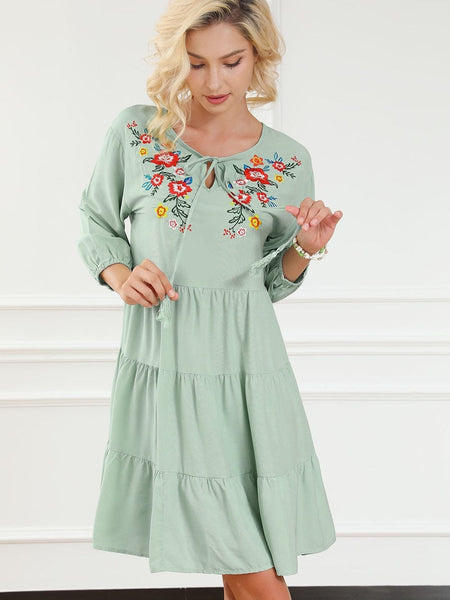 Size Curve Dresses Plus Size Loose Round Neck Floral Casual Chiffon Mini Dress