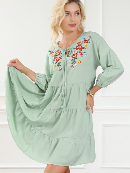 Size Curve Dresses Plus Size Loose Round Neck Floral Casual Chiffon Mini Dress
