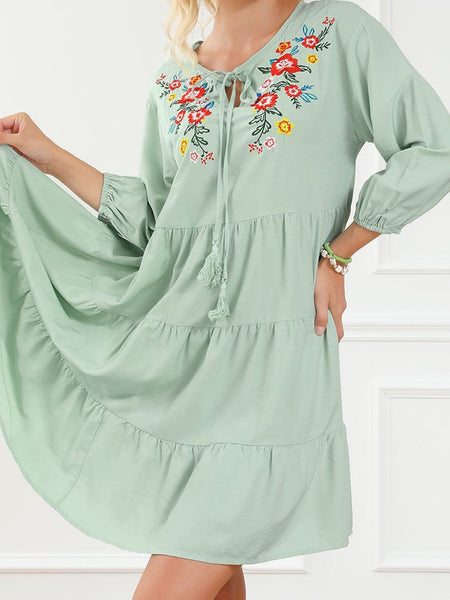 Size Curve Dresses Plus Size Loose Round Neck Floral Casual Chiffon Mini Dress