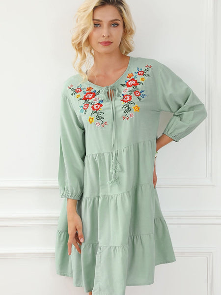 Size Curve Dresses Plus Size Loose Round Neck Floral Casual Chiffon Mini Dress