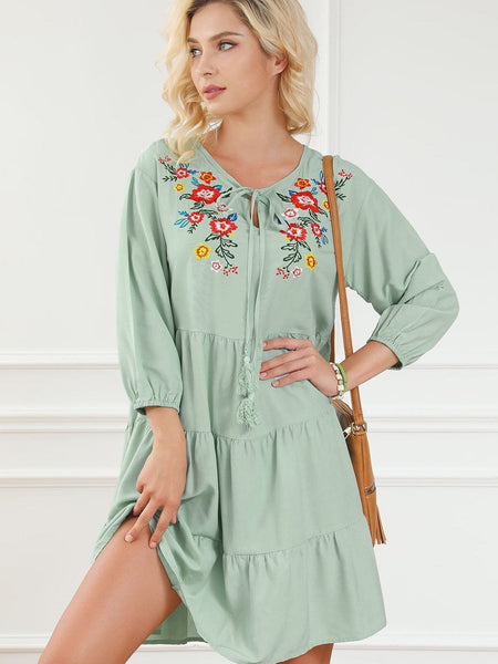 Size Curve Dresses Plus Size Loose Round Neck Floral Casual Chiffon Mini Dress