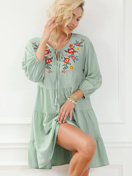 Size Curve Dresses Plus Size Loose Round Neck Floral Casual Chiffon Mini Dress