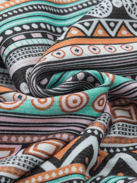 Green Geo Print Square Neck Tank Top for a Stylish Western Look