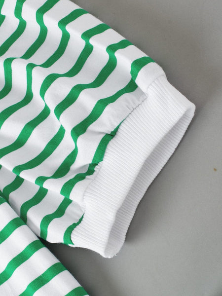 Green Striped Puff Sleeve Southern Belle Tee